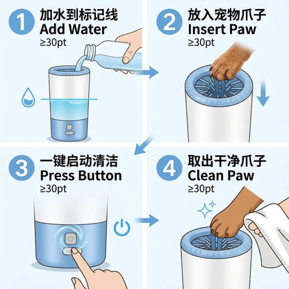Electric Pet Paw Cleaner Automatic Dog Foot Washing Machine Portable USB-C Rechargeable Waterproof Cat Paw Washer Silicone Brush