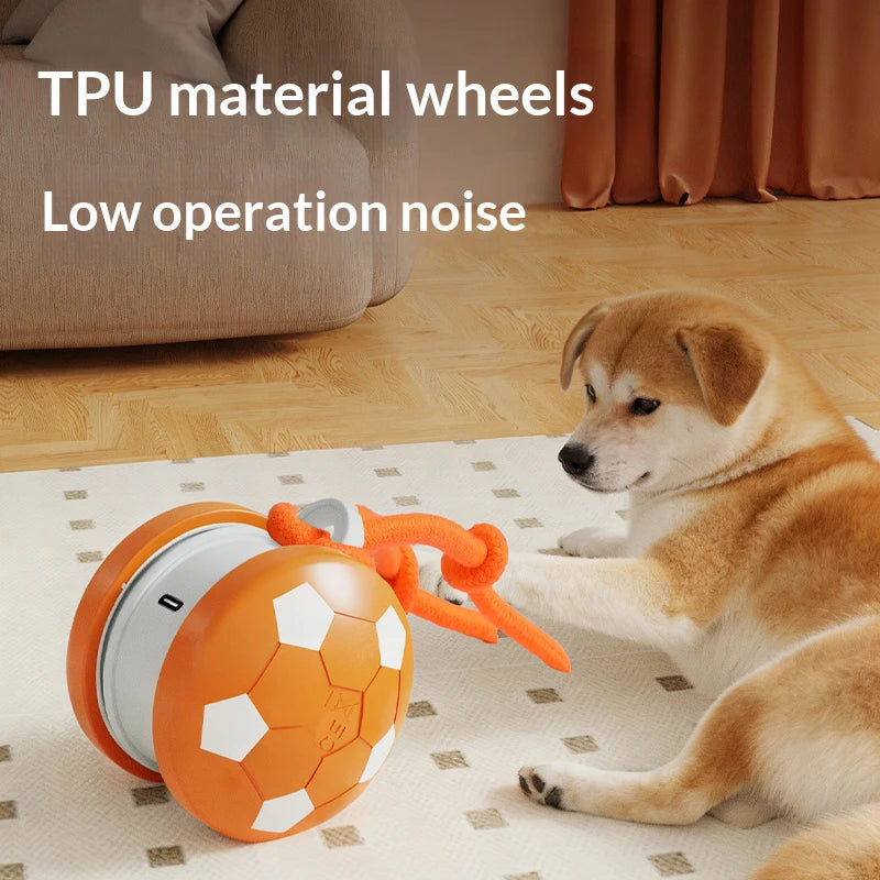 Smart Interactive Dog Toys Football Rolling Ball with Motion Activated Automatic Moving Dog Toy Balls Puppy Chew Toys Knot Rope