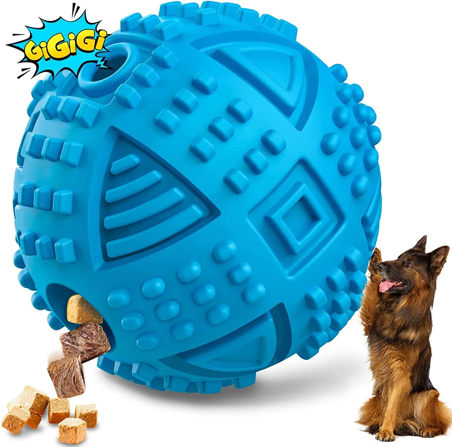 Durable Treat Dispensing Dog Balls for Aggressive Chewers - Indestructible Squeaky Chew Toys for Large Breeds - Natural Rubber Puzzle Toys for Enhanced IQ and Engagement