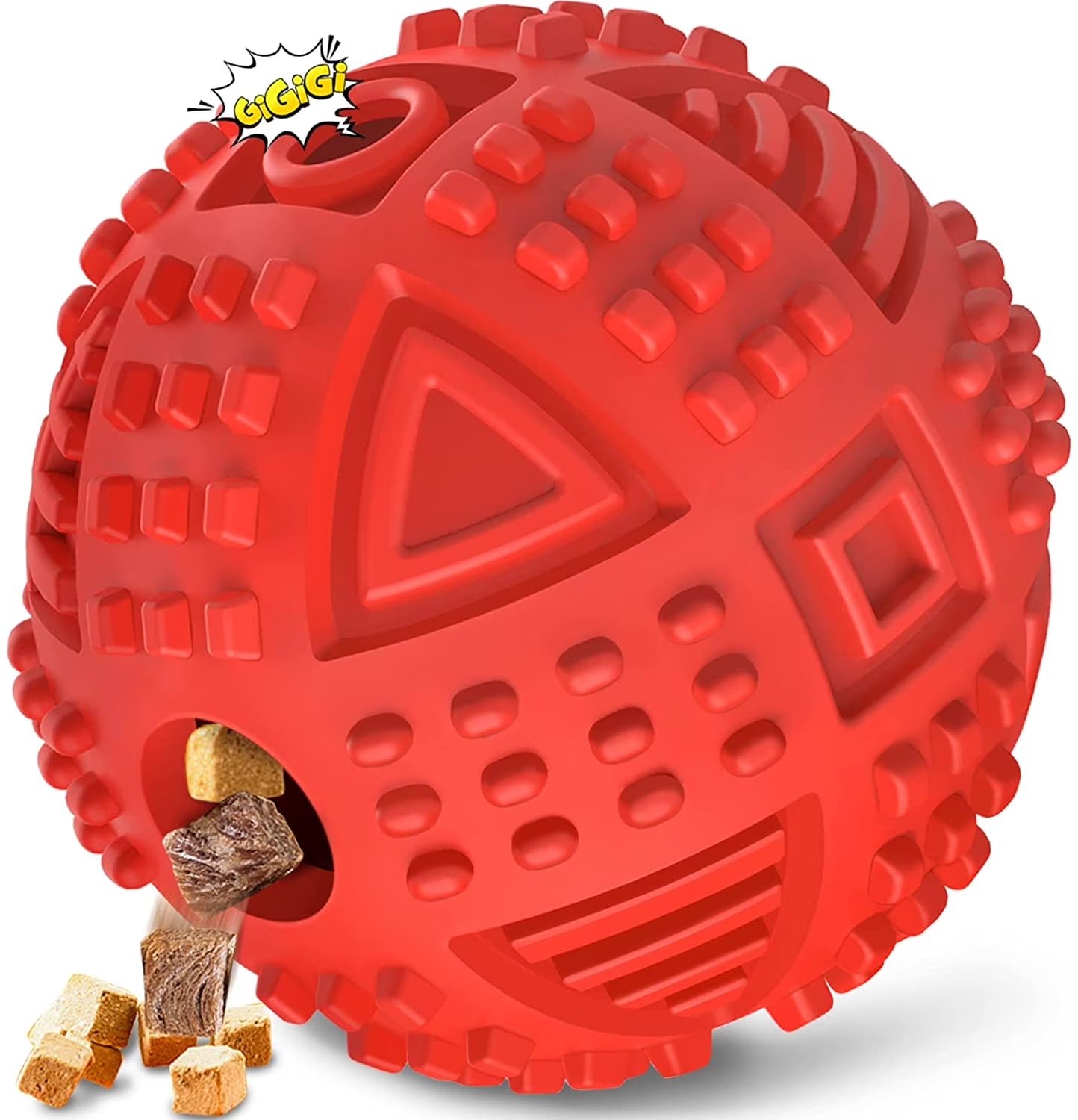 Durable Treat Dispensing Dog Balls for Aggressive Chewers - Indestructible Squeaky Chew Toys for Large Breeds - Natural Rubber Puzzle Toys for Enhanced IQ and Engagement