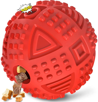 Durable Treat Dispensing Dog Balls for Aggressive Chewers - Indestructible Squeaky Chew Toys for Large Breeds - Natural Rubber Puzzle Toys for Enhanced IQ and Engagement