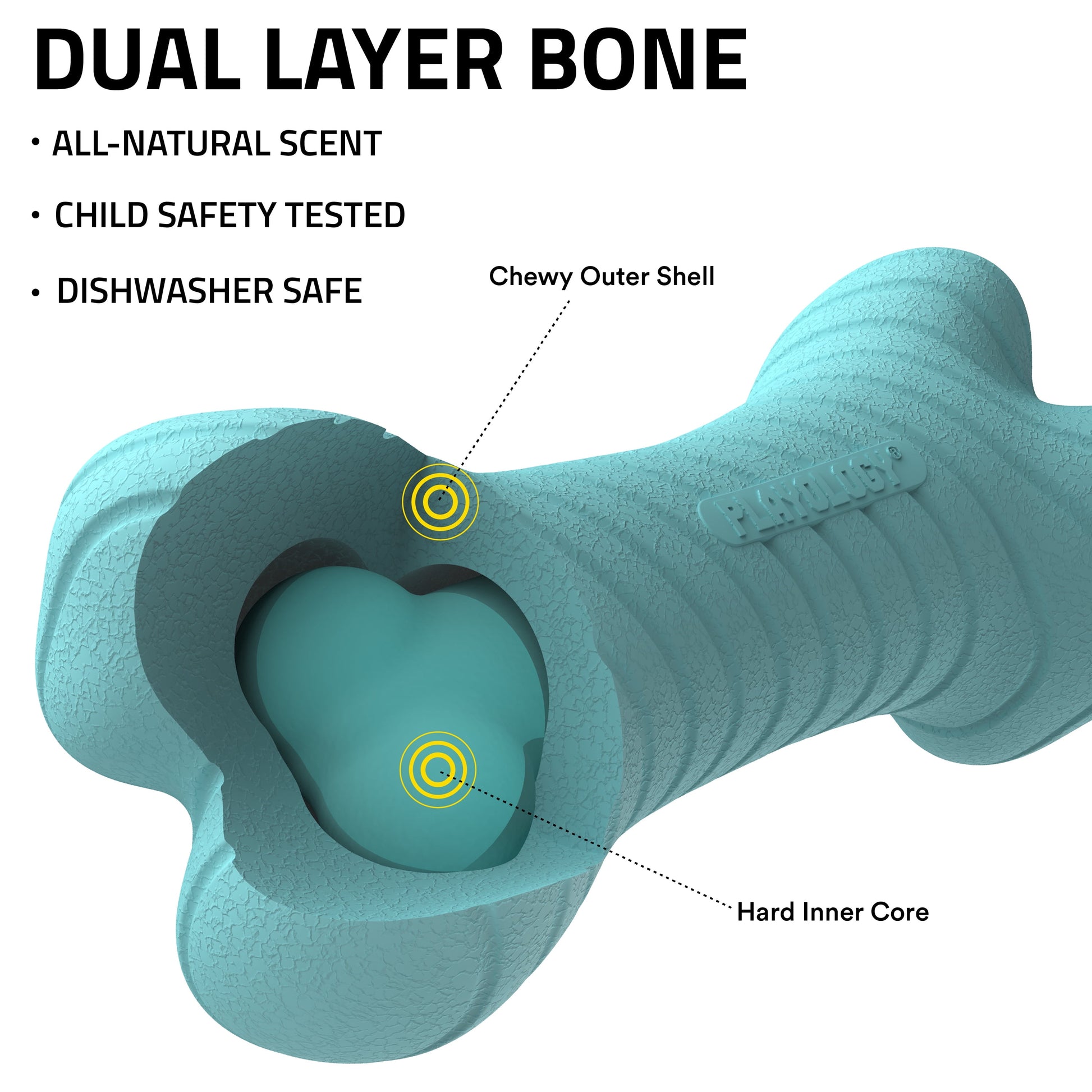 Dog Toys | Durable Chew Toy Dual Layer Bone, Peanut Butter Scented Toy - Small