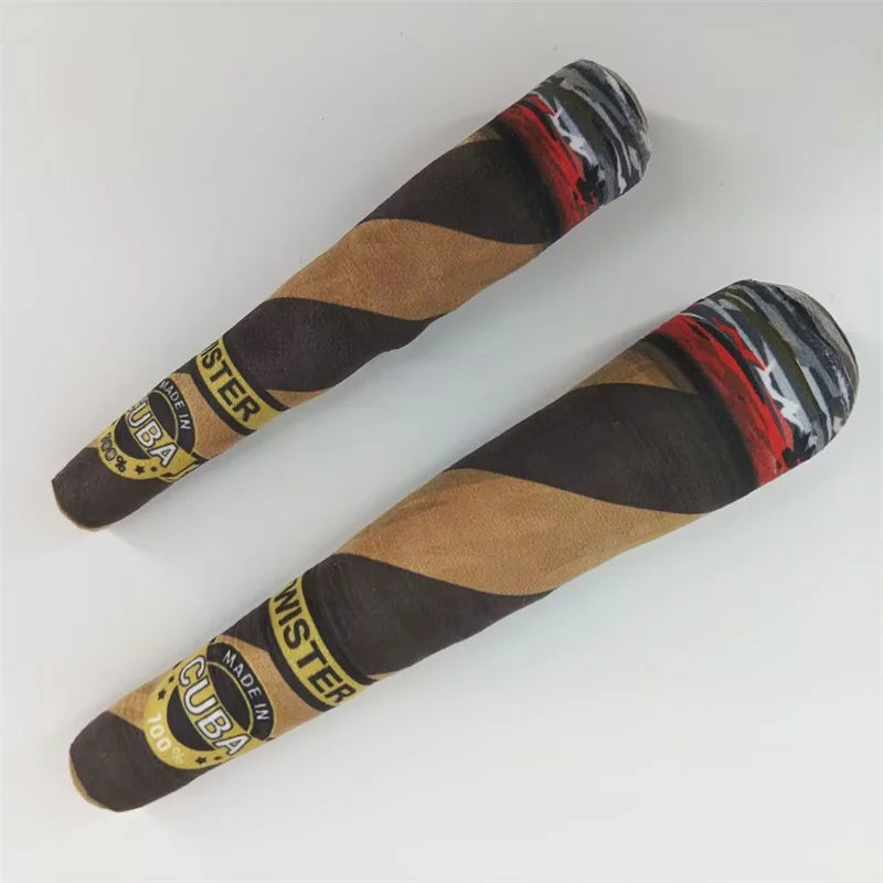 Funny Interactive Dog Toys - Cigar Design Plush Squeaky Pet Toys Grinding Teeth Creative Chew Toy for Small Medium Dog