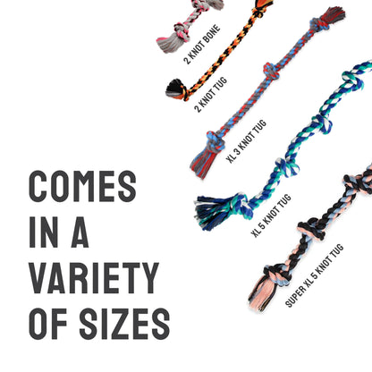 Flossy Chews Extra Large 36 Inch 5 Knot Cottonblend Tug Rope Dog Toy, Durable Rope Chew Toy for Large Dogs over 80 Lbs, Assorted Colors