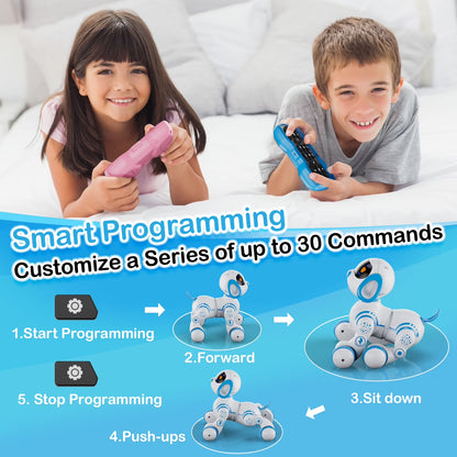 R3 Electronic Robot Dog, Interactive Smart Puppy Robot Toys, Kids Toys with Lights & Sounds, Blue