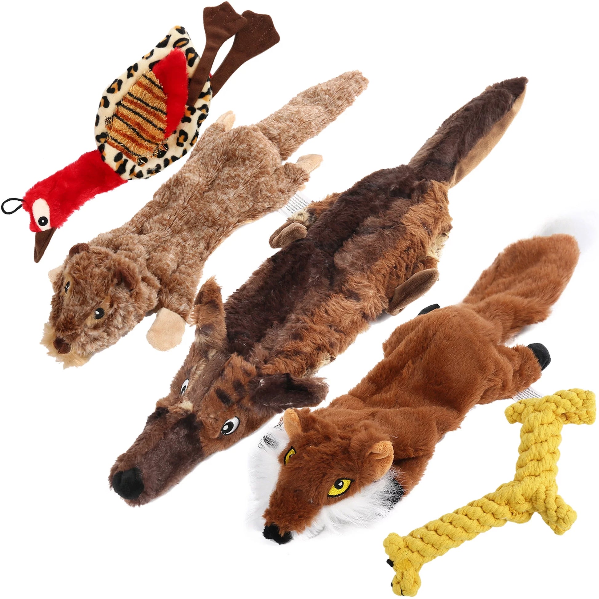 Set of 5 No-Stuffing Squeaky Toys for Small to Medium Dogs