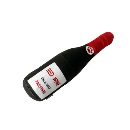 Plush Beer Bottle Dog Toy - Interactive Chew Toy for Small and Large Dogs with Squeak Sound and Dental Benefits