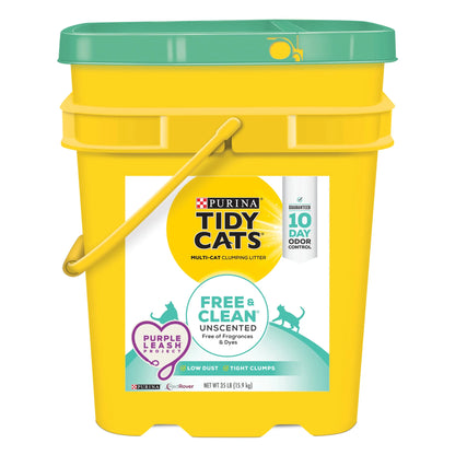 Purina  Free and Clean Clumping Cat Litter, Unscented, 35 Lb Pail