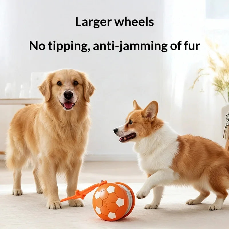 Smart Interactive Dog Toys Football Rolling Ball with Motion Activated Automatic Moving Dog Toy Balls Puppy Chew Toys Knot Rope