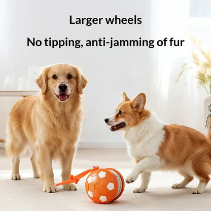Smart Interactive Dog Toys Football Rolling Ball with Motion Activated Automatic Moving Dog Toy Balls Puppy Chew Toys Knot Rope