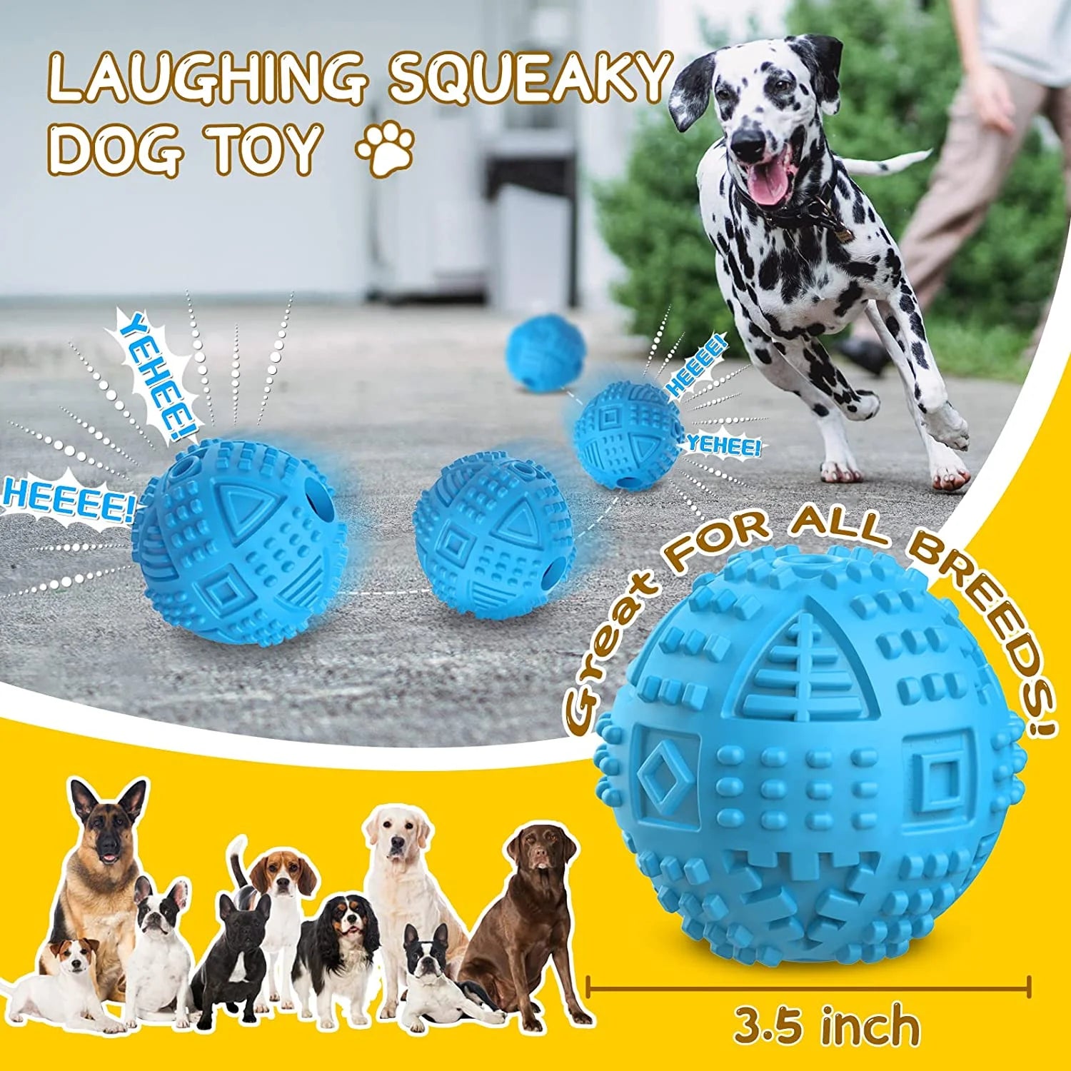 Durable Treat Dispensing Dog Balls for Aggressive Chewers - Indestructible Squeaky Chew Toys for Large Breeds - Natural Rubber Puzzle Toys for Enhanced IQ and Engagement