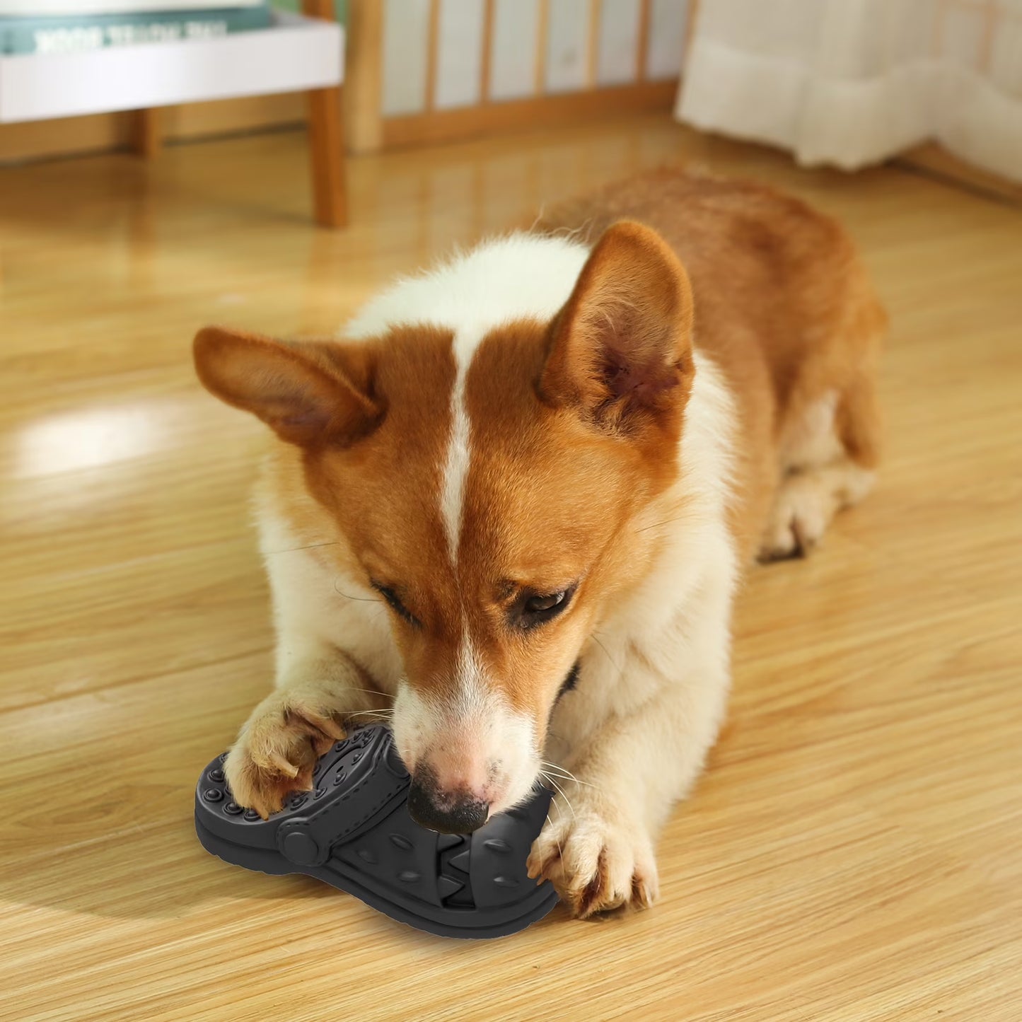 Squeaky Dog Toy Large Dog Chew Toys for Aggressive Chewers Rubber Dog Shoes Shape Toothbrush Toys