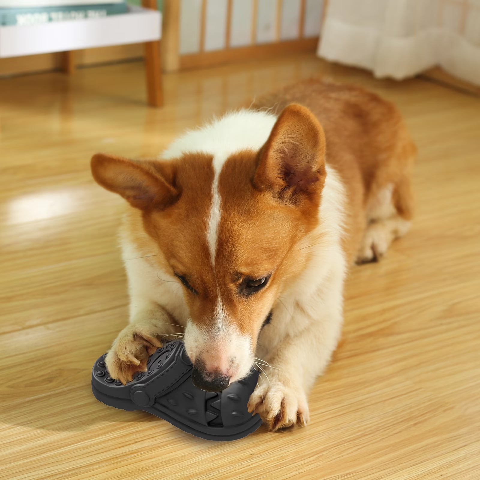 Squeaky Dog Toy Large Dog Chew Toys for Aggressive Chewers Rubber Dog Shoes Shape Toothbrush Toys