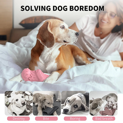 Squeaky Dog Toy Large Dog Chew Toys for Aggressive Chewers Rubber Dog Shoes Shape Toothbrush Toys