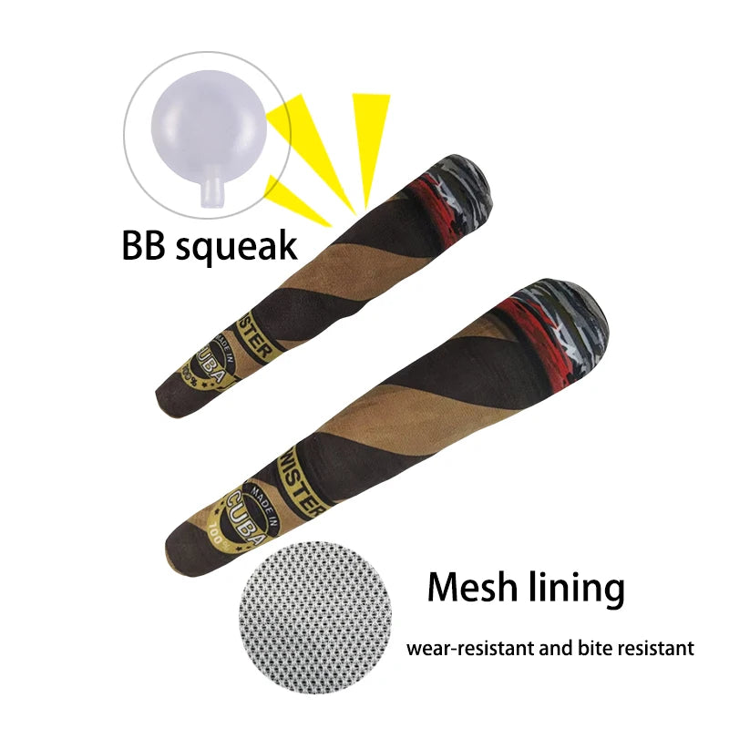 Funny Interactive Dog Toys - Cigar Design Plush Squeaky Pet Toys Grinding Teeth Creative Chew Toy for Small Medium Dog