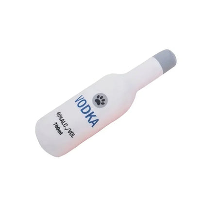 Plush Beer Bottle Dog Toy - Interactive Chew Toy for Small and Large Dogs with Squeak Sound and Dental Benefits