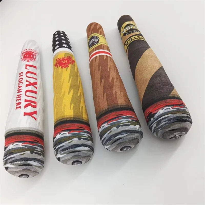 Funny Interactive Dog Toys - Cigar Design Plush Squeaky Pet Toys Grinding Teeth Creative Chew Toy for Small Medium Dog