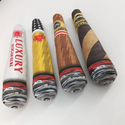 Funny Interactive Dog Toys - Cigar Design Plush Squeaky Pet Toys Grinding Teeth Creative Chew Toy for Small Medium Dog