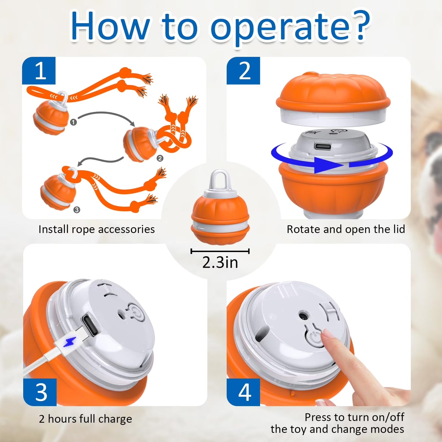 Interactive Motion-Activated Dog Ball Toy - Rechargeable Automatic Rolling Ball for Small Dogs and Puppies