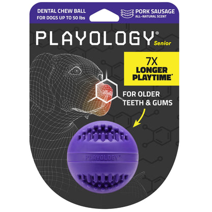 Dog Toys | Dental Chew Ball for Senior Dogs, Pork Scented Toy - Medium