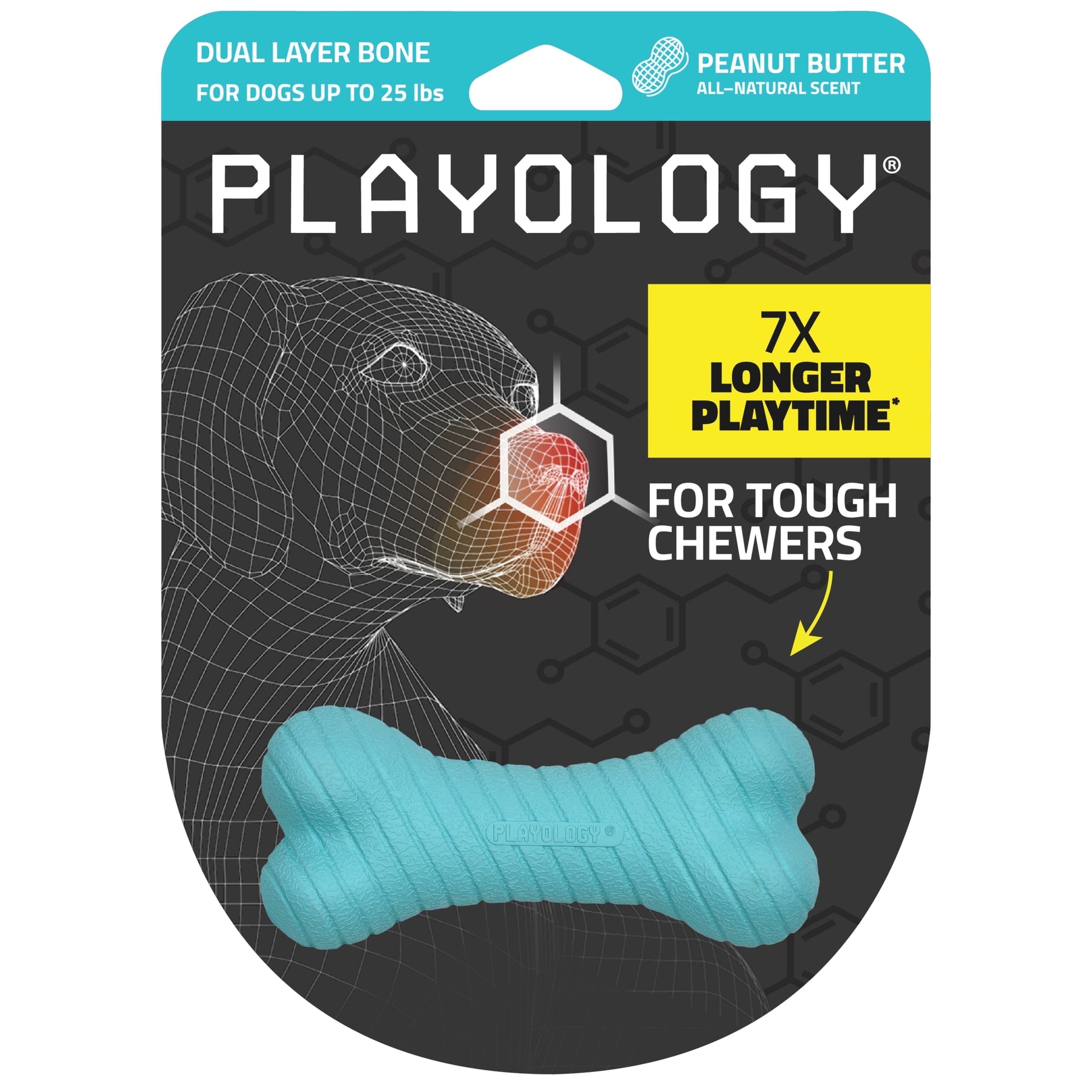 Dog Toys | Durable Chew Toy Dual Layer Bone, Peanut Butter Scented Toy - Small