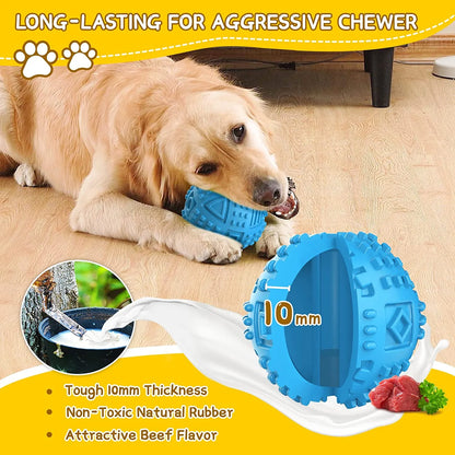Durable Treat Dispensing Dog Balls for Aggressive Chewers - Indestructible Squeaky Chew Toys for Large Breeds - Natural Rubber Puzzle Toys for Enhanced IQ and Engagement