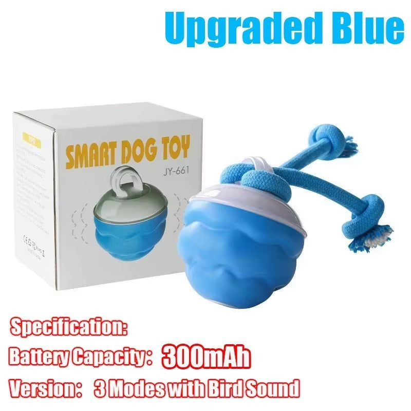 Smart Interactive Dog Toys Football Rolling Ball with Motion Activated Automatic Moving Dog Toy Balls Puppy Chew Toys Knot Rope