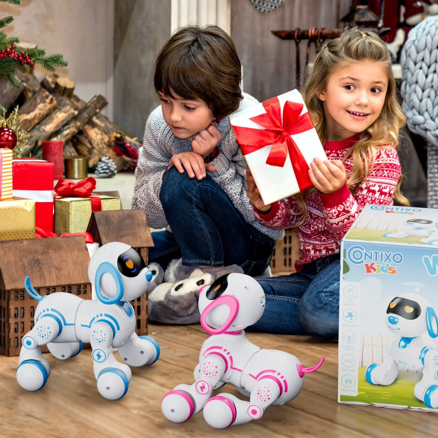 R3 Electronic Robot Dog, Interactive Smart Puppy Robot Toys, Kids Toys with Lights & Sounds, Pink