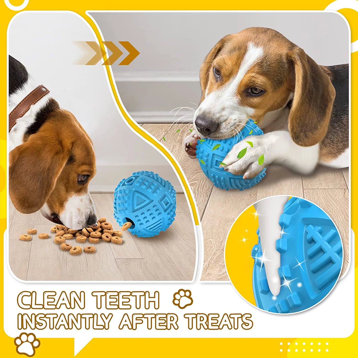 Durable Treat Dispensing Dog Balls for Aggressive Chewers - Indestructible Squeaky Chew Toys for Large Breeds - Natural Rubber Puzzle Toys for Enhanced IQ and Engagement