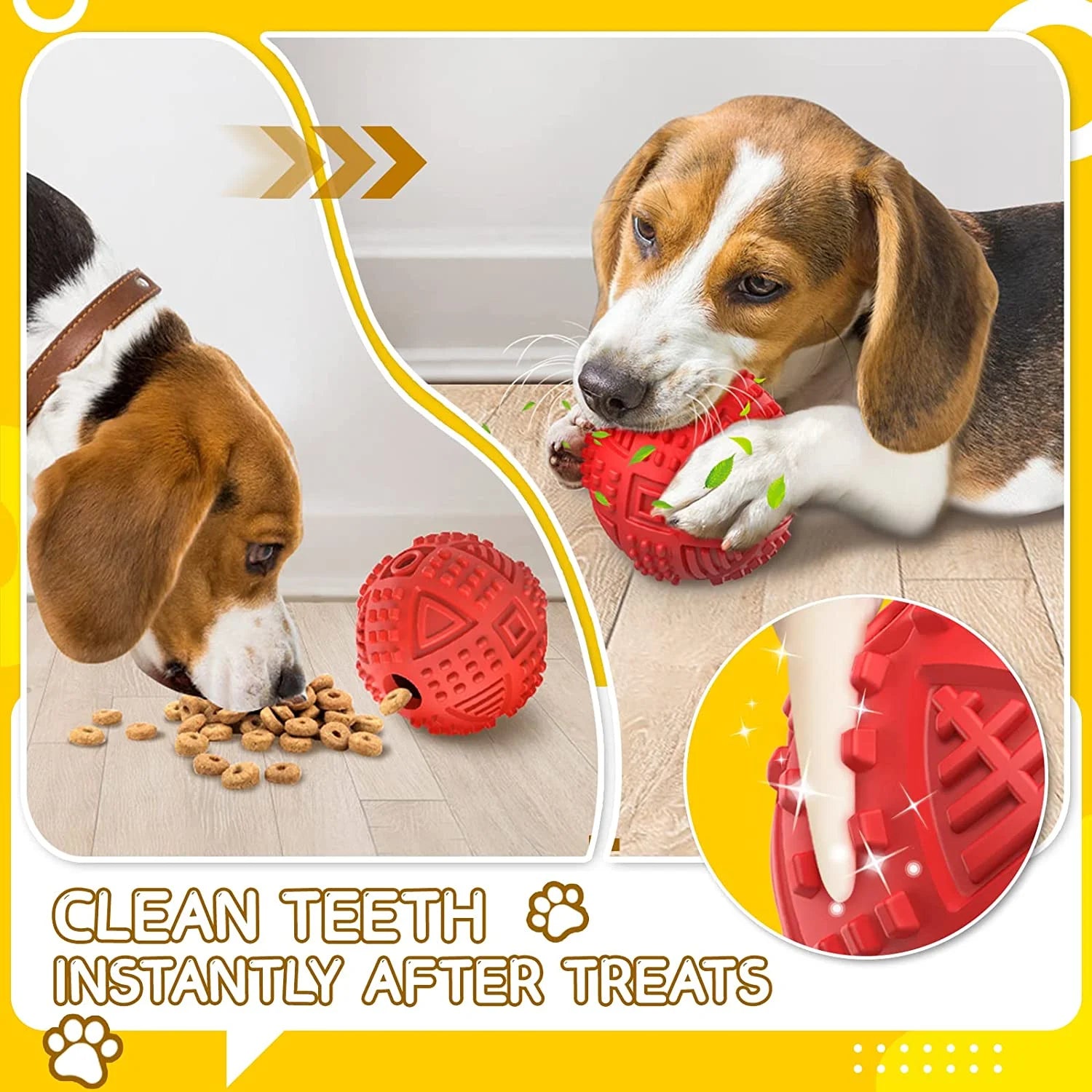 Durable Treat Dispensing Dog Balls for Aggressive Chewers - Indestructible Squeaky Chew Toys for Large Breeds - Natural Rubber Puzzle Toys for Enhanced IQ and Engagement