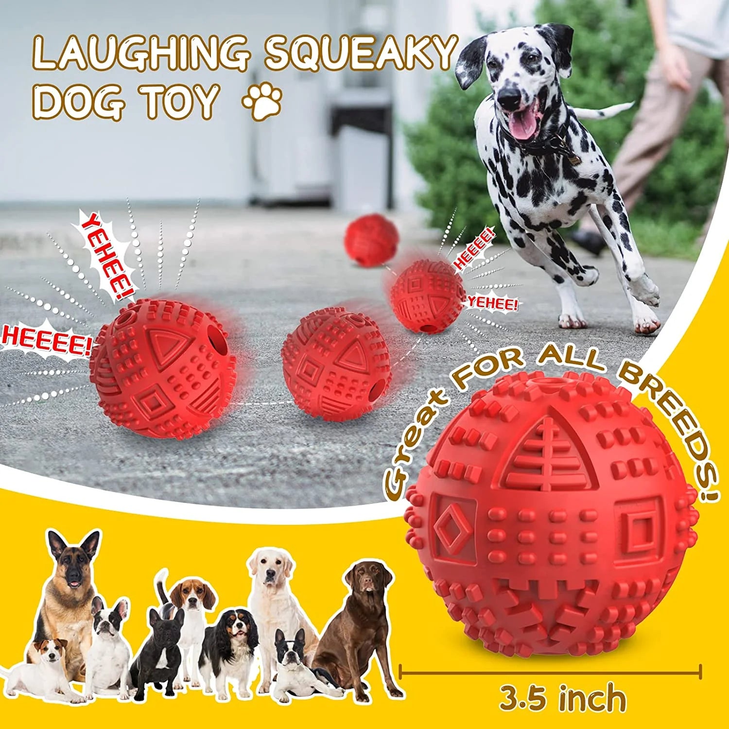 Durable Treat Dispensing Dog Balls for Aggressive Chewers - Indestructible Squeaky Chew Toys for Large Breeds - Natural Rubber Puzzle Toys for Enhanced IQ and Engagement