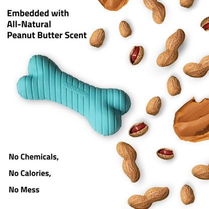 Dog Toys | Durable Chew Toy Dual Layer Bone, Peanut Butter Scented Toy - Small