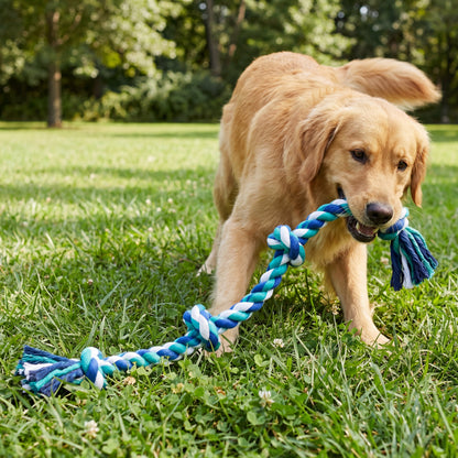 Flossy Chews Extra Large 36 Inch 5 Knot Cottonblend Tug Rope Dog Toy, Durable Rope Chew Toy for Large Dogs over 80 Lbs, Assorted Colors