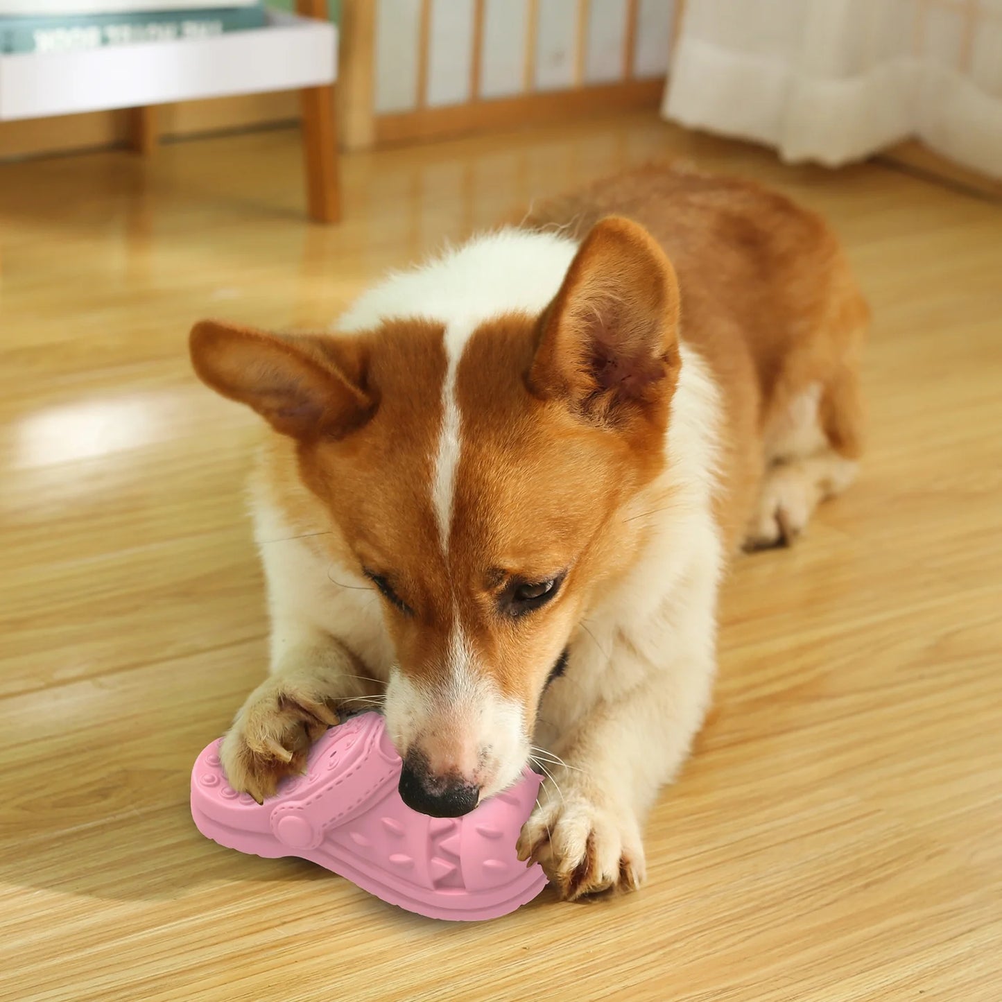 Squeaky Dog Toy Large Dog Chew Toys for Aggressive Chewers Rubber Dog Shoes Shape Toothbrush Toys