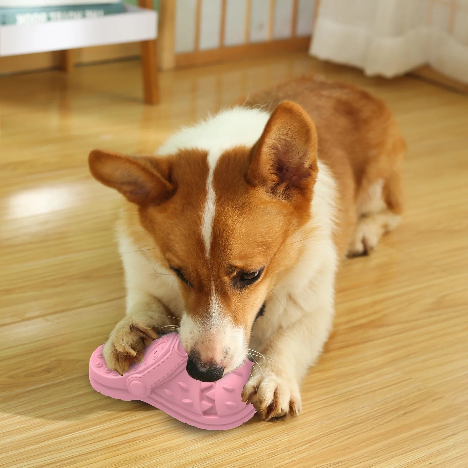 Squeaky Dog Toy Large Dog Chew Toys for Aggressive Chewers Rubber Dog Shoes Shape Toothbrush Toys