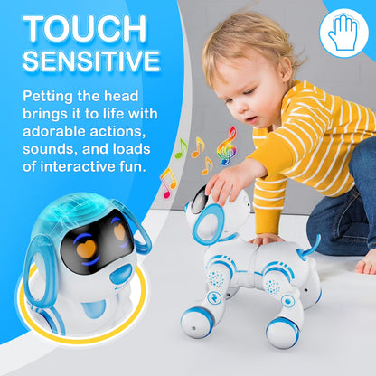 R3 Electronic Robot Dog, Interactive Smart Puppy Robot Toys, Kids Toys with Lights & Sounds, Blue