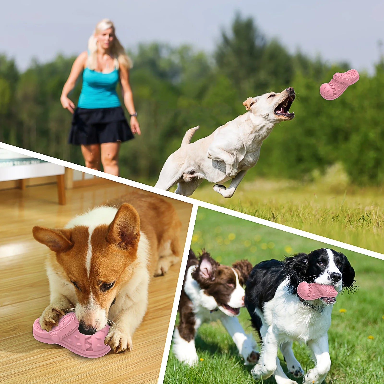 Squeaky Dog Toy Large Dog Chew Toys for Aggressive Chewers Rubber Dog Shoes Shape Toothbrush Toys