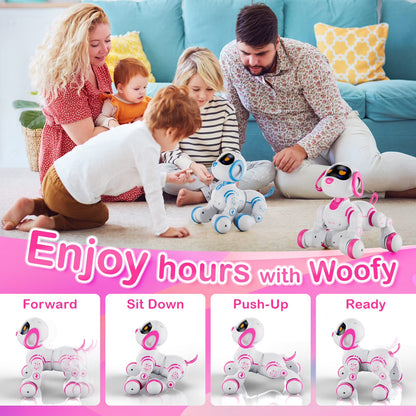 R3 Electronic Robot Dog, Interactive Smart Puppy Robot Toys, Kids Toys with Lights & Sounds, Pink