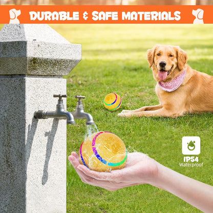 Interactive Dog Toys Dog Ball, Durable Automatic Rolling Ball with Led Flash Lights for Small Meduium Large Dogs Breed, USB Rechargeable Yellow